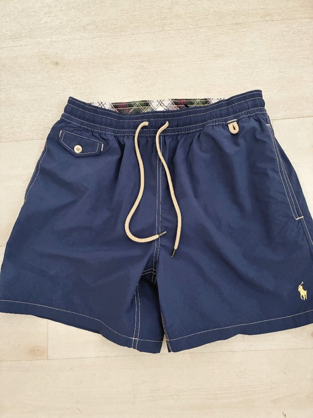 Polo Ralph Lauren Men's Traveler Swim Shorts Navy Blue Nylon Trunks Size Medium